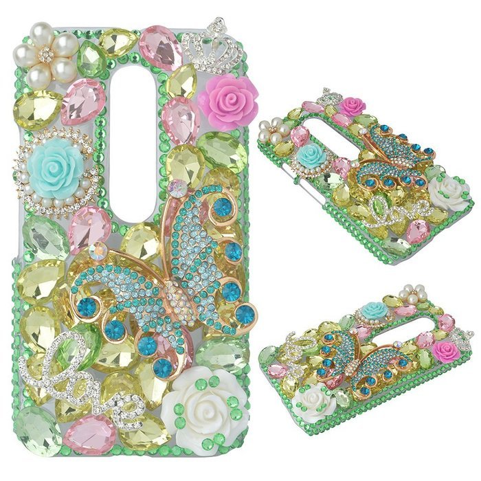 Spritech(TM) Bling Clear Phone Case For Motorola Moto G3/Moto G (3rd Gen),3D Handmade Blue Crystal Butterfly Small... N135