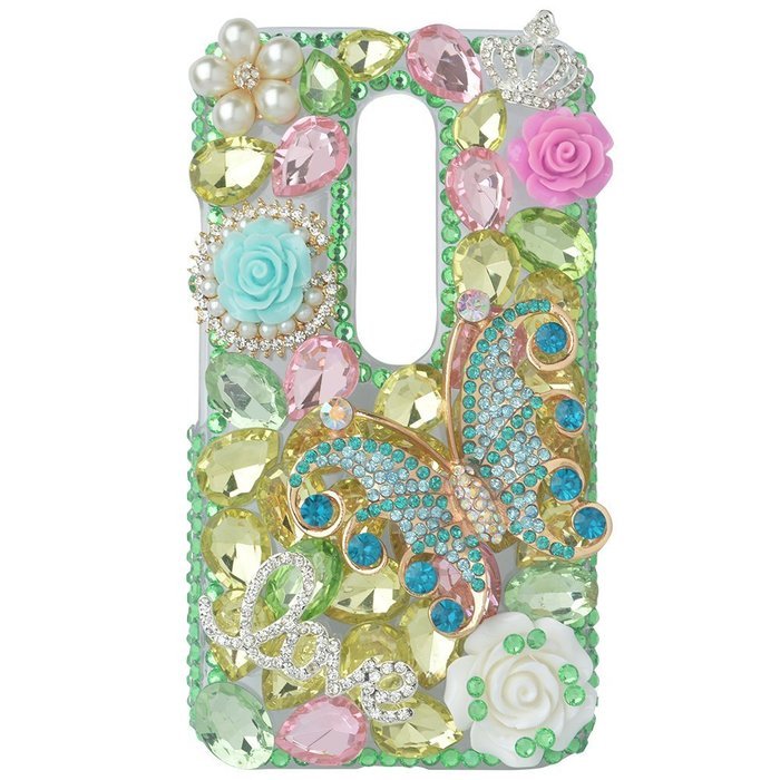 Spritech(TM) Bling Clear Phone Case For Motorola Moto G3/Moto G (3rd Gen),3D Handmade Blue Crystal Butterfly Small... N136