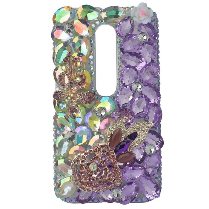 Spritech(TM) Bling Clear Phone Case For Motorola Moto G3/Moto G (3rd Gen),3D Handmade Blue Crystal Butterfly Small... N146