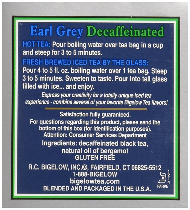 Bigelow Earl Grey Decaf Tea Bags, 20 ct N6