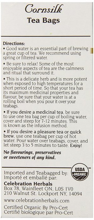 Celebration Herbals Organic Cornsilk Tea Caffeine Free -- 24 Herbal Tea Bags N2