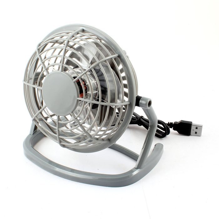 uxcell Adjustable Angle 4 Flabellums Tabletop USB Cooler Cooling Fan Blue Clear