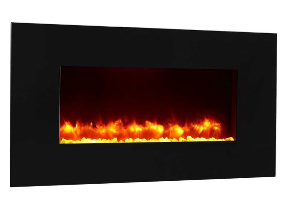 PuraFlame 47" Rossano, Wall Mounted, Flat Panel Electric Fireplace Heater with Remote, 1500W, Black