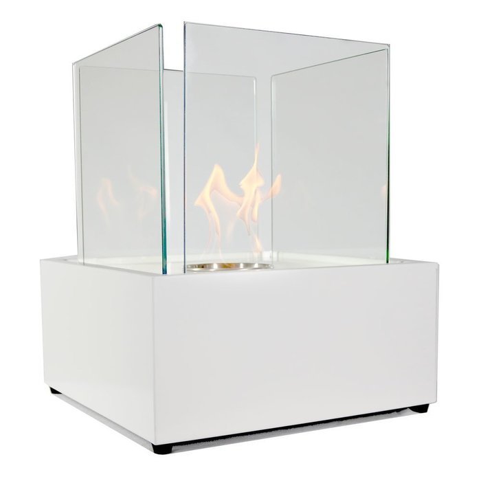 Sunnydaze White Large Cubic Ventless Tabletop Bio Ethanol Fireplace N7