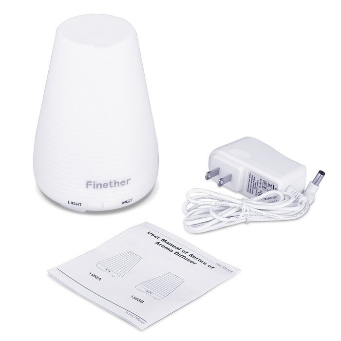 Finether 100ML Aroma Essential Oil Diffuser Ultrasonic Aromatherapy Purifier Humidifier Air Mist and 7 Color Changing... N8