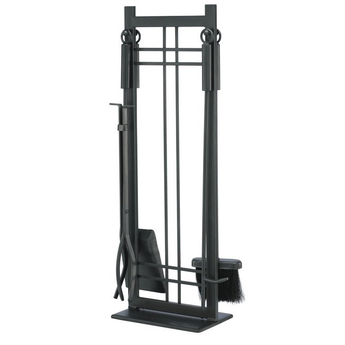 Preston 5 Piece Steel Fireplace Tool Set In Black Finish