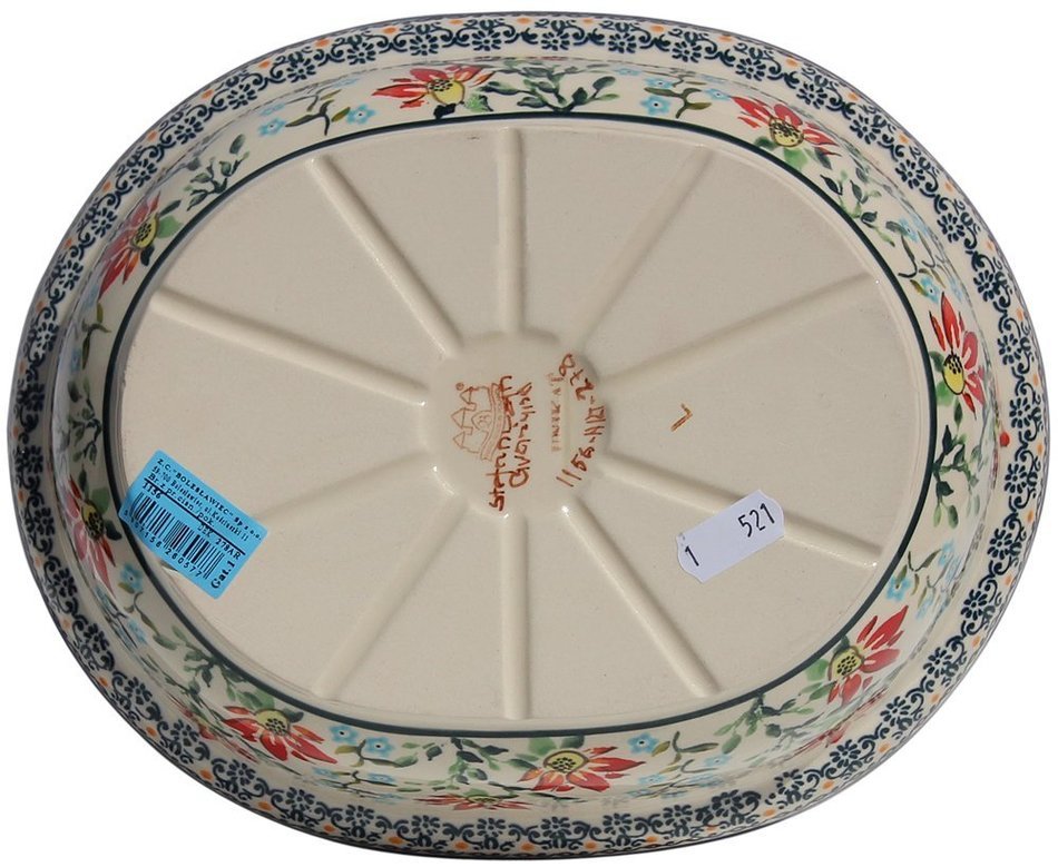 Polish Pottery Oval Casserole Dish From Zaklady Ceramiczne Boleslawiec #1156-278 Art Unikat Signature Pattern,...