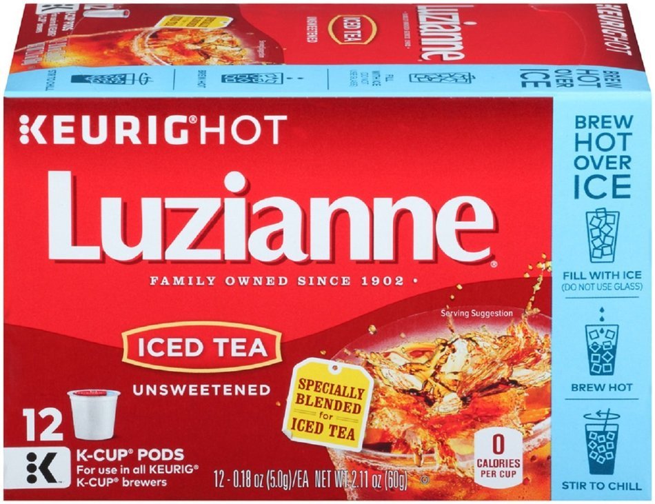 Luzianne, Iced Tea, Unsweetened Iced Tea, K-Cups, 12 Count, 2.16oz Box (Pack of 3) N2