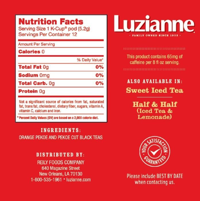 Luzianne, Iced Tea, Unsweetened Iced Tea, K-Cups, 12 Count, 2.16oz Box (Pack of 3) N4