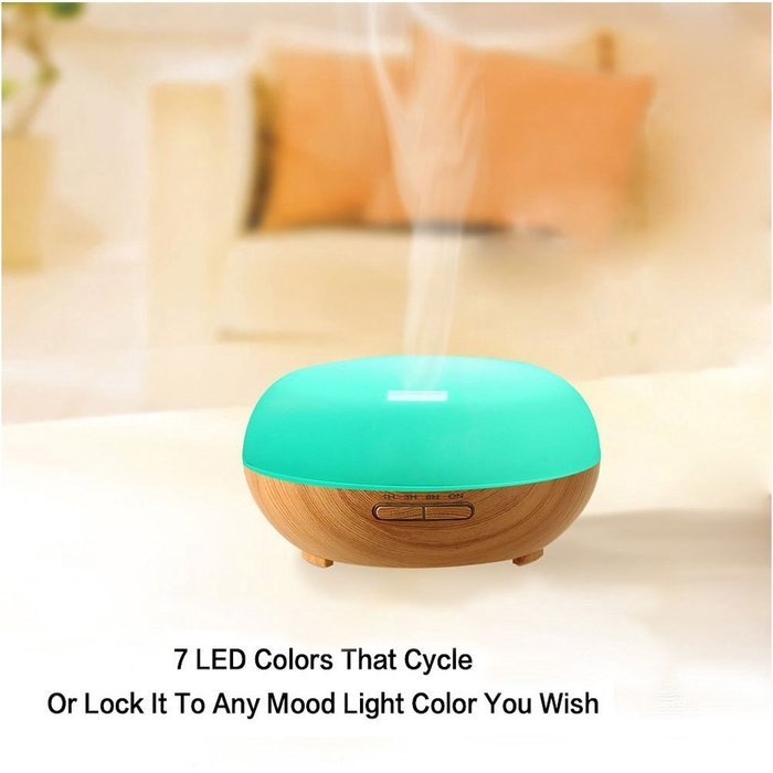 300ML Ultrasonic Aromatherapy Humidifier, YouVogue Wood Grain Aromatherapy Essential Oil Diffuser, With 7 Changing... N5