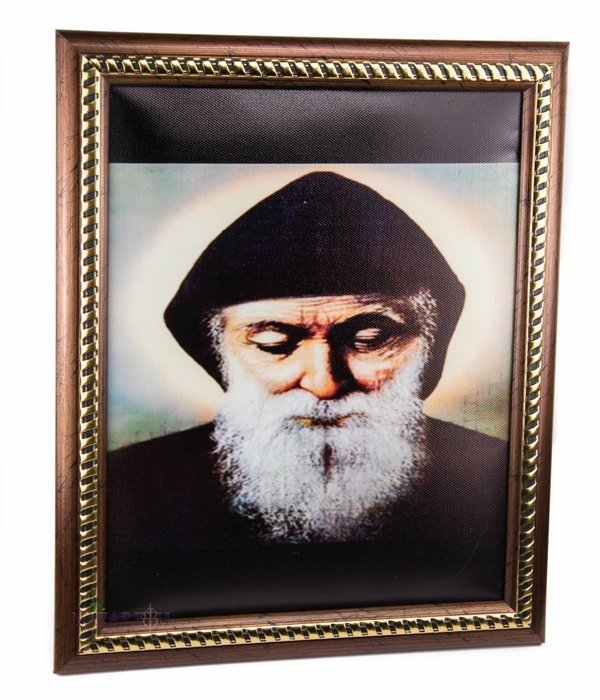Saint Charbel Makhlouf Plaque Padded Detailed Wall Picture Jerusalem Holyland