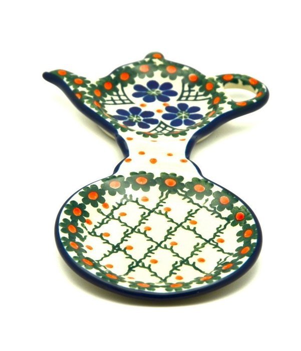 Polish Pottery Tea Bag & Mug Holder - Primrose