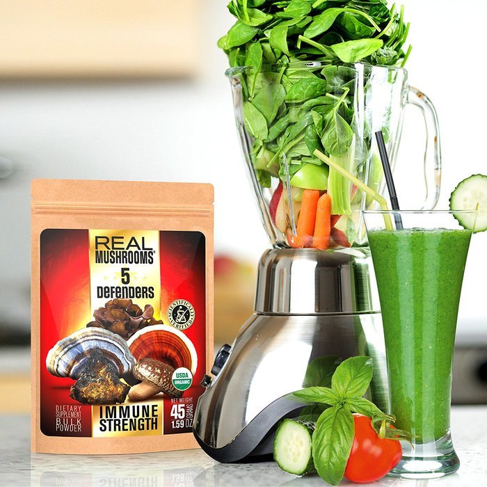 5 Defenders Mushroom Extract Blend by Real Mushrooms - Chaga, Reishi, Shiitake, Maitake and Turkey Tail Mushroom... N4
