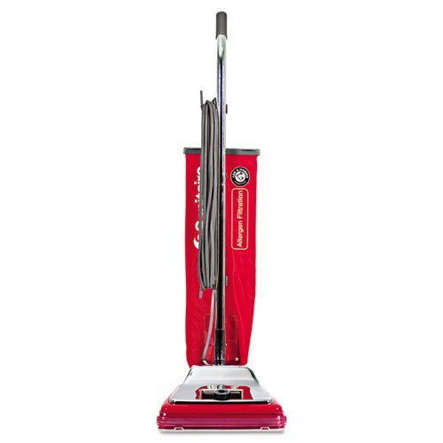 Electrolux Sanitaire HeavyDuty Commercial Upright Vacuum, Micron Filtration, 18 lbs, Chrome/Red