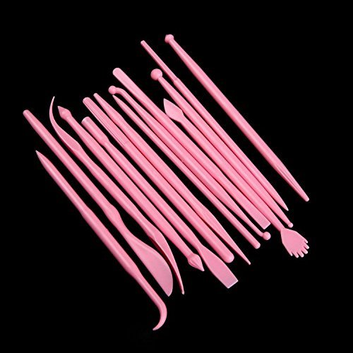 SORCO 14Pcs Cake Decorating Flower Modelling Sugar Craft Carving Tools Kit Pink
