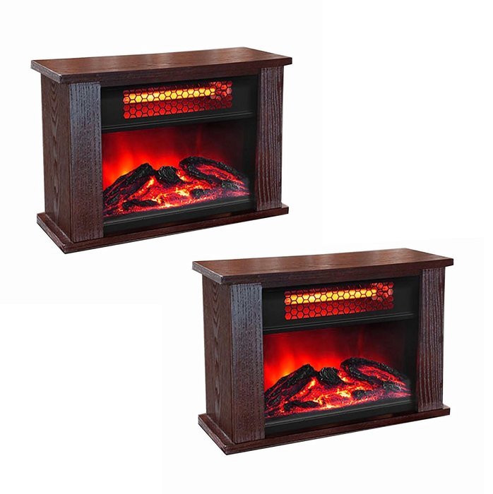 (2) LifeSmart LifePro 750W Infrared Mini Fireplace Heaters