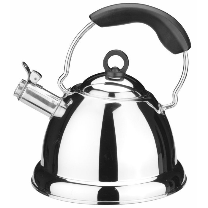 2.64 Qt Whistling Tea Kettle Stovetop Compatible: Gas Electric Ceramic Induction; Stainless Steel