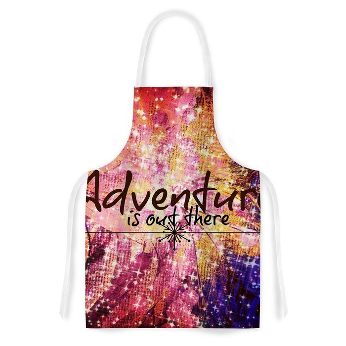 KESS InHouse Ebi Emporium "Adventure is Out There" Pink Typography Artistic Apron, 31 by 35.75", Multicolor