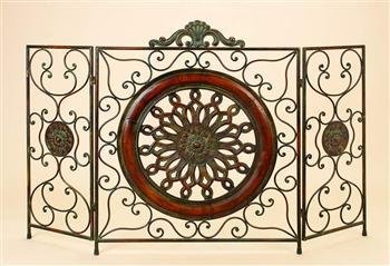 Large, metal fireplace screen