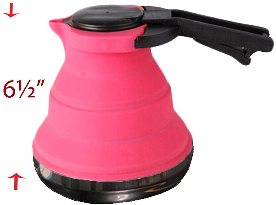 Collapsible Silicone Tea Kettle - Portable Foldable Design, Made with Food Grade Stainless Steel Base for Extreme... N7