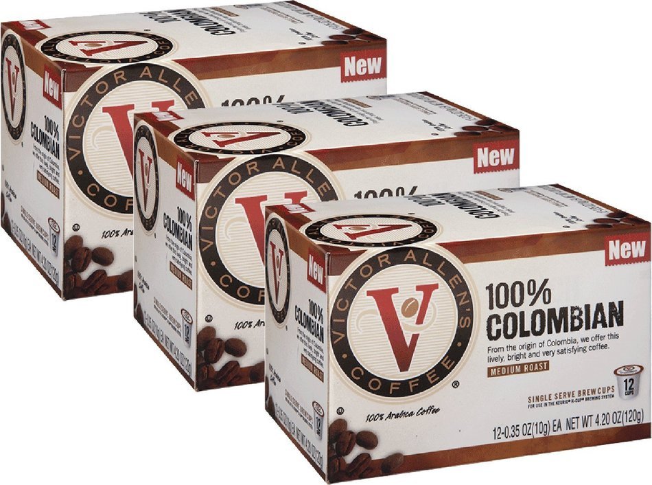 Victor Allen's Coffee, 100% Colombian Single Serve K-cup, 12 Count (Pack of 3) (Compatible with 2.0 Keurig Brewers)