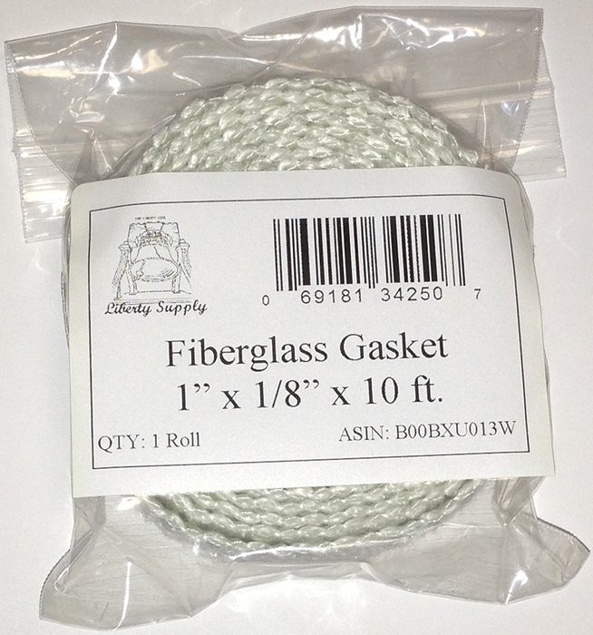Flat Gasket Braided Fiberglass Rope 1/8" Thick x 1" Wide x 10' Roll. Wood Stove Door, Arch Pan, Oil Furnace