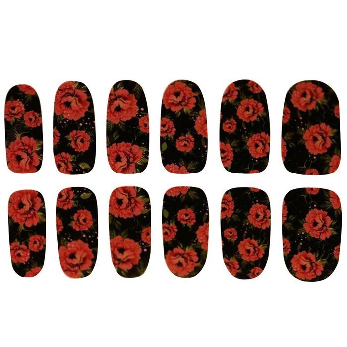 EVTECH(TM) 4 Pcs Rose Peony Carnation Flower Patterns Nail Polish Strips 12 double-ended Nail Decals Strips Nail...