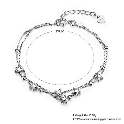 New Women's 925 Sterling Silver Chain Jewelry White Gold Plated Star Bracelets