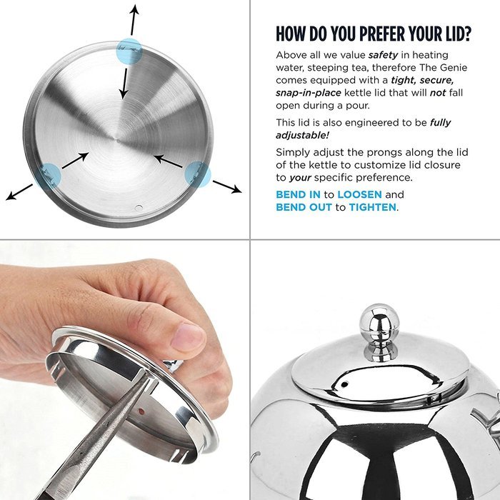 Nati & Home Stainless Steel Drip Coffee Kettle with Built-In Removable Tea Infusion - 1.1 L