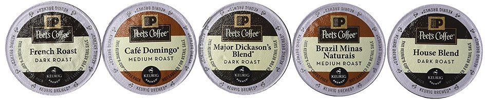 New! 30 K-cup Peets Coffee Sampler Variety Pack *No Decaf* (2014 Brazil Minas Naturais, Cafe Domingo, House Blend...