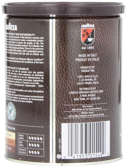 Lavazza Tierra Intenso - Espresso, 8-Ounce N4