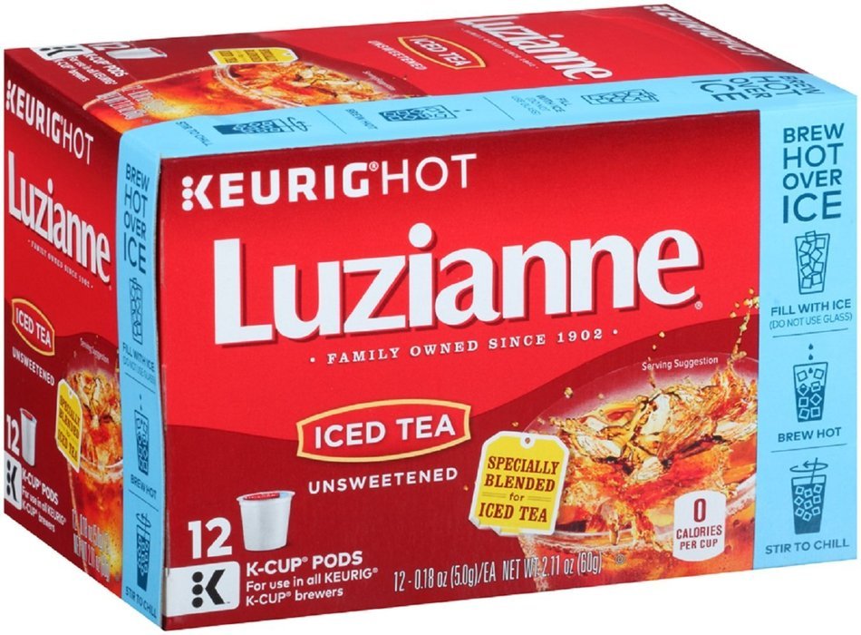 Luzianne, Iced Tea, Unsweetened Iced Tea, K-Cups, 12 Count, 2.16oz Box (Pack of 3) N7