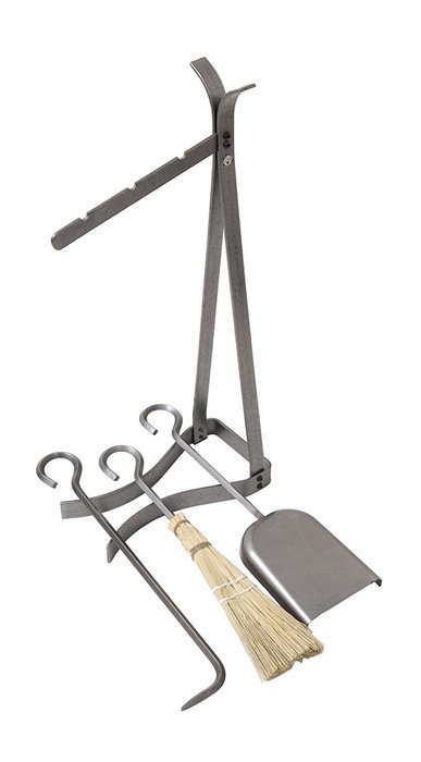 Enclume 3 Piece Tulip Fireplace Tool Set with Stand, Hammered Steel