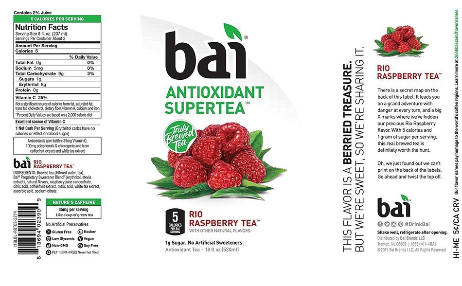 Bai Supertea Variety Pack, Antioxidant Infused Beverage, 18 Ounce (Pack of 12) N9