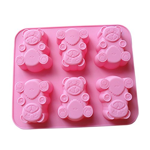 6 Bear Silicone Cake Mold Pan 8.8"x7.2"x1.1" Color At Random