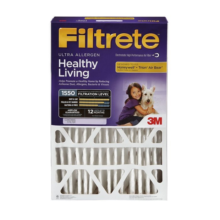 Filtrete Healthy Living Ultra Allergen Filter, MPR 1550, 20-Inch x 25-Inch x 4-Inch (4-3/8-Inch Depth), 4-Pack