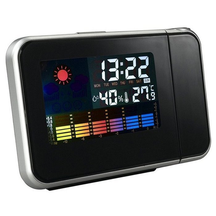 SYS Hot Projection Weather LCD Digital Alarm Clock, Backlight LED Color Display Projector Snooze Alarm Hours Clocks N8