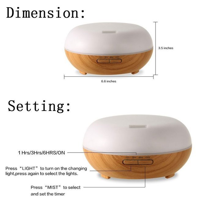 300ML Ultrasonic Aromatherapy Humidifier, YouVogue Wood Grain Aromatherapy Essential Oil Diffuser, With 7 Changing... N10