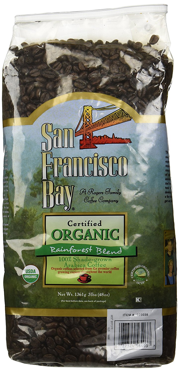 San Francisco Bay 100% Organic Coffee Rainforest Blend Whole Bean 3 Lbs ...