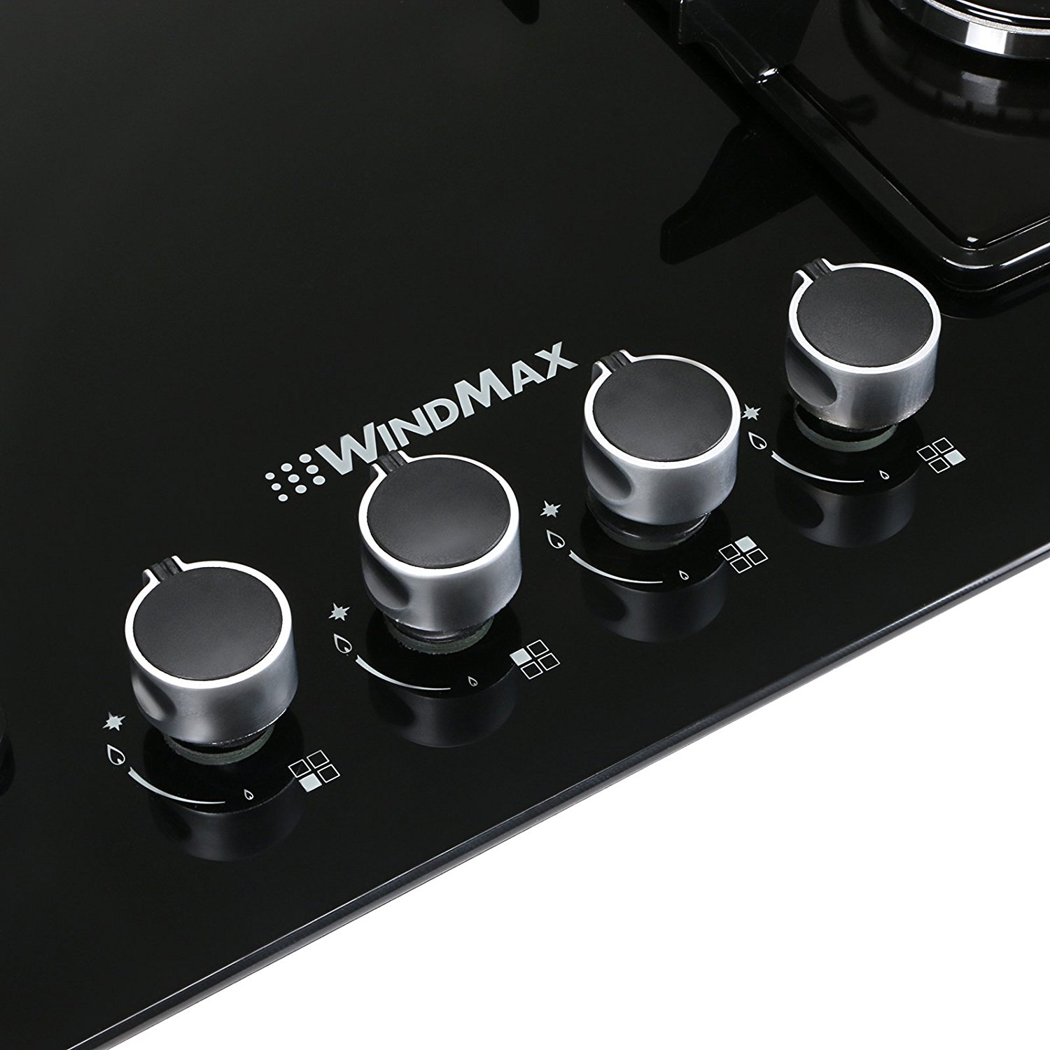 Euro Style 28" Black Glass 4 Burner BuiltIn Stove NG Natural Gas