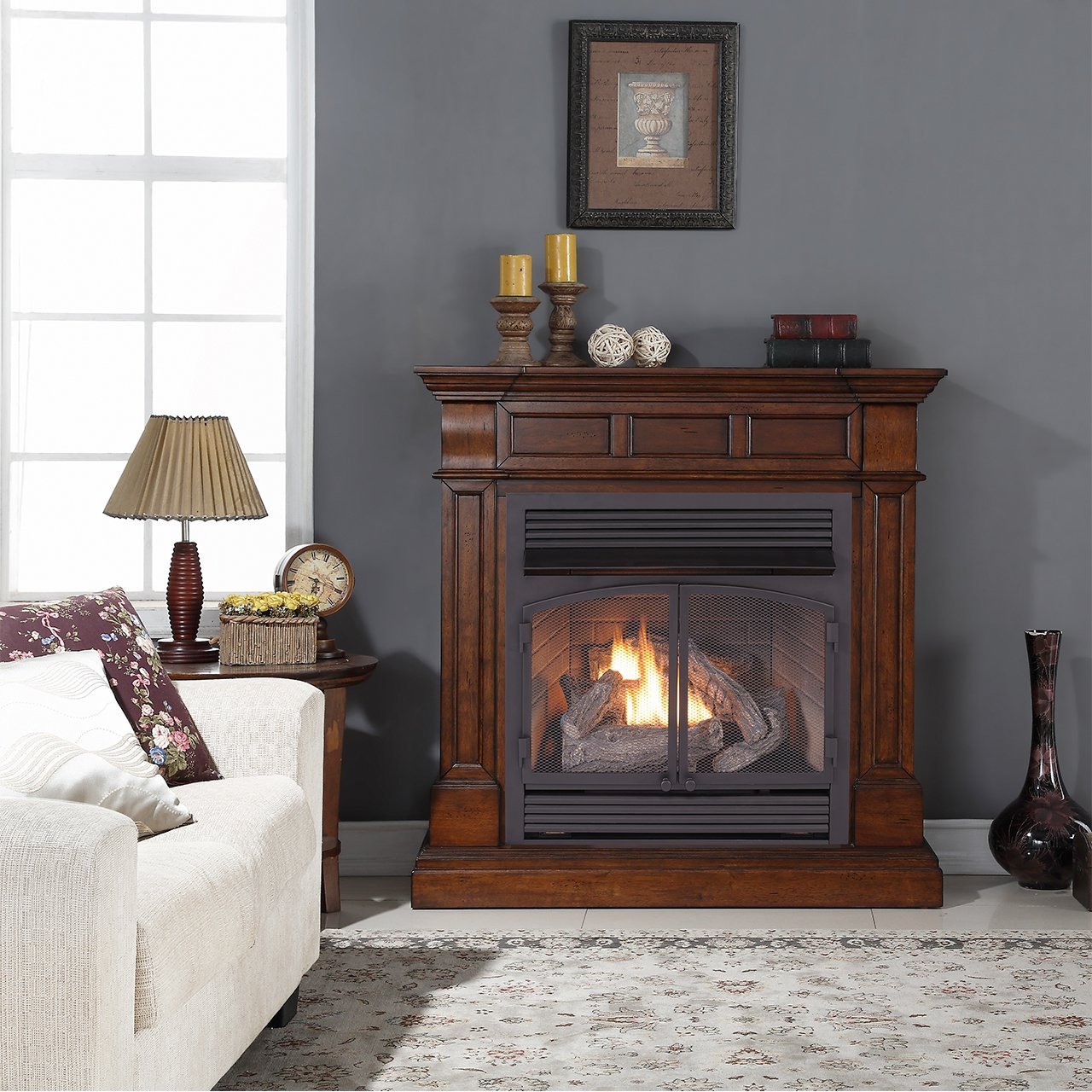 Duluth Forge Dual Fuel Vent Free Gas Fireplace - 32,000 BTU, Remote ...