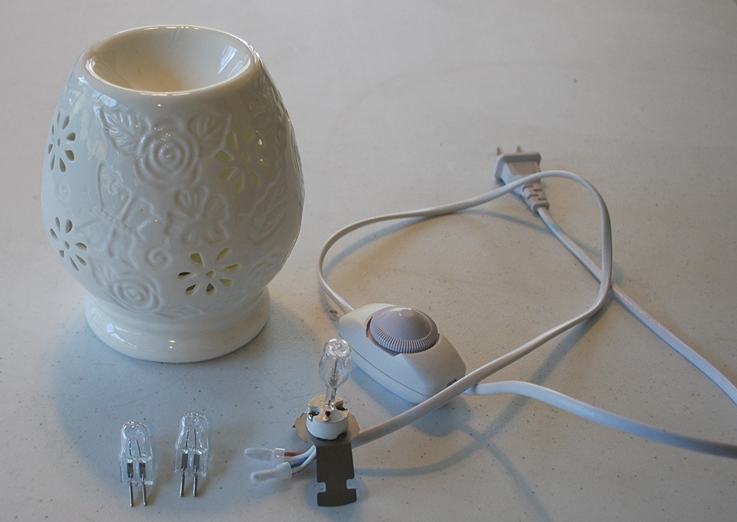 Aromatherapy Lamp White Ceramic Electric Oil Burner with Dimmer Control