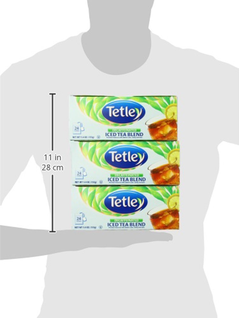 Tetley Naturally Decaffeinated Iced Tea Blend, Family Size, 24Count