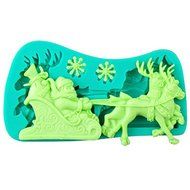 3D Christmas Santa Claus Sleigh Deer Cake Mold Silicone N7