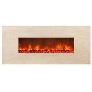 Y Decor FP600 58" Polished Faux Travertine Wall Mount Electric Fireplace, Large, Beige/Tan