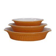 Ceramic 3pc Oval Bakeware Set Orange