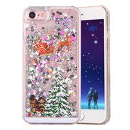 iPhone 7 Plus Case, PHEZEN Christmas Tree Santa Claus Funny Liquid Infused with Glitter and Silver Pink Sequins...