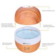 SAVFY 100ml Aromatherapy Essential Oil Diffuser Wood Grain Design with 7 Color LED Lights Changing and Waterless... N15