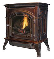 Ashley AGC500VFMLP Vent-Free Mahogany Enameled Porcelain Cast Iron Stove, 31000 BTU N3