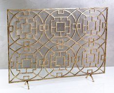 Pyra Modern Transitional Gold Leaf Medallion Fireplace Screen N2